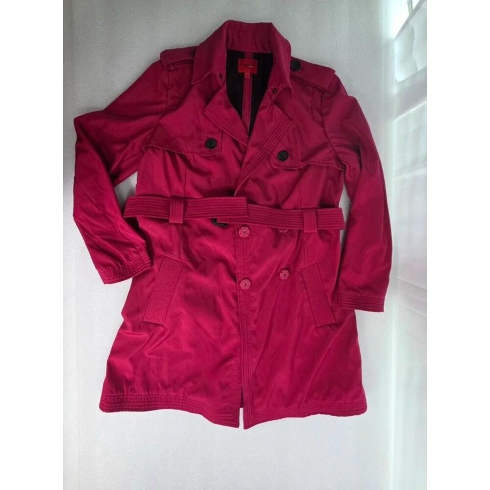 Narciso Rodriguez Design Nation Berry Magenta Pink Trench Coat Jacket Womens L